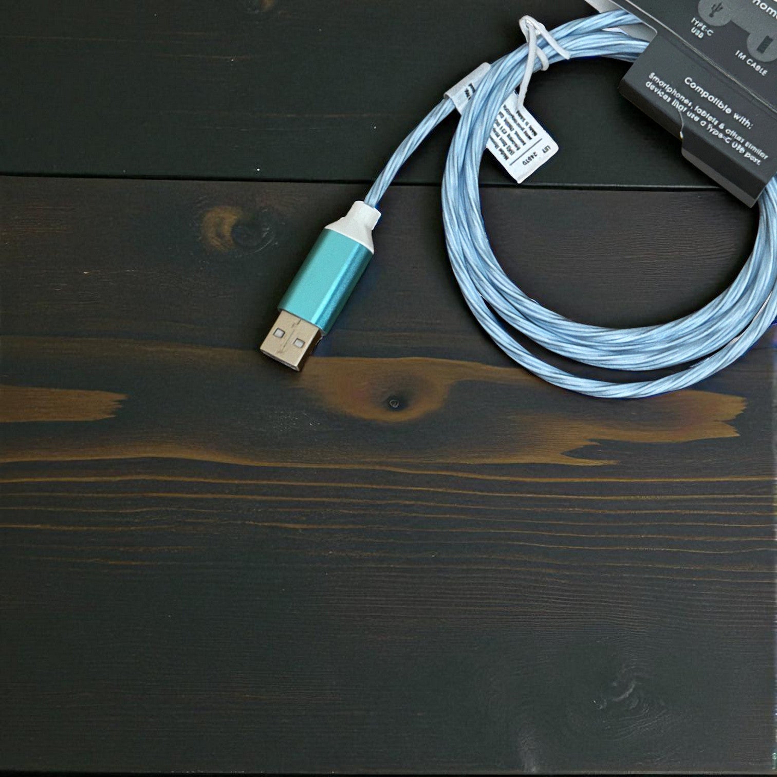 USB Cable Fast Charging 1m Type-C Universal Blue Light Up Cable