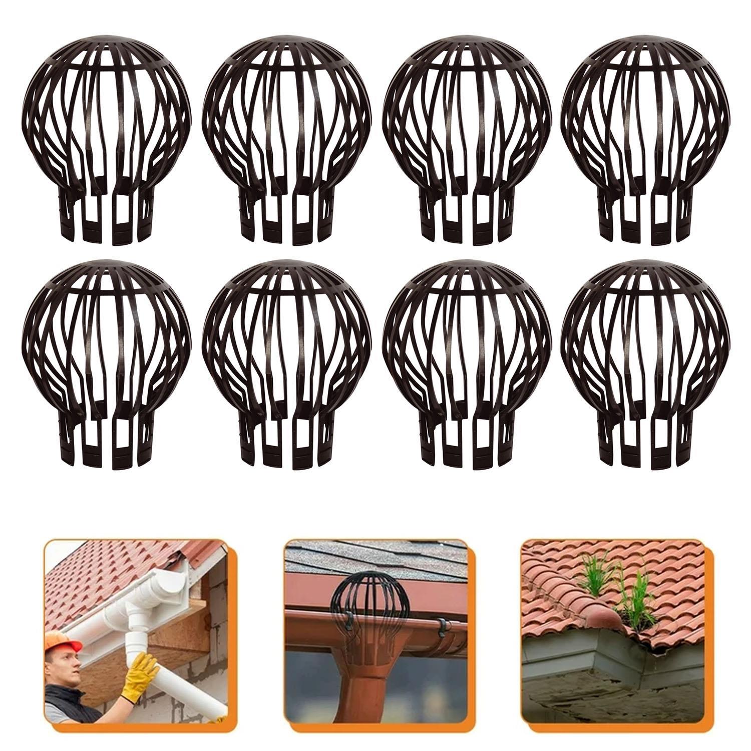 8 Pack Gutter Downpipe Leaf Filters – Plastic Balloon Guards Prevent Blockages from Leaves, Moss & Debris | Universal Fit | Weatherproof Downpipe Protector