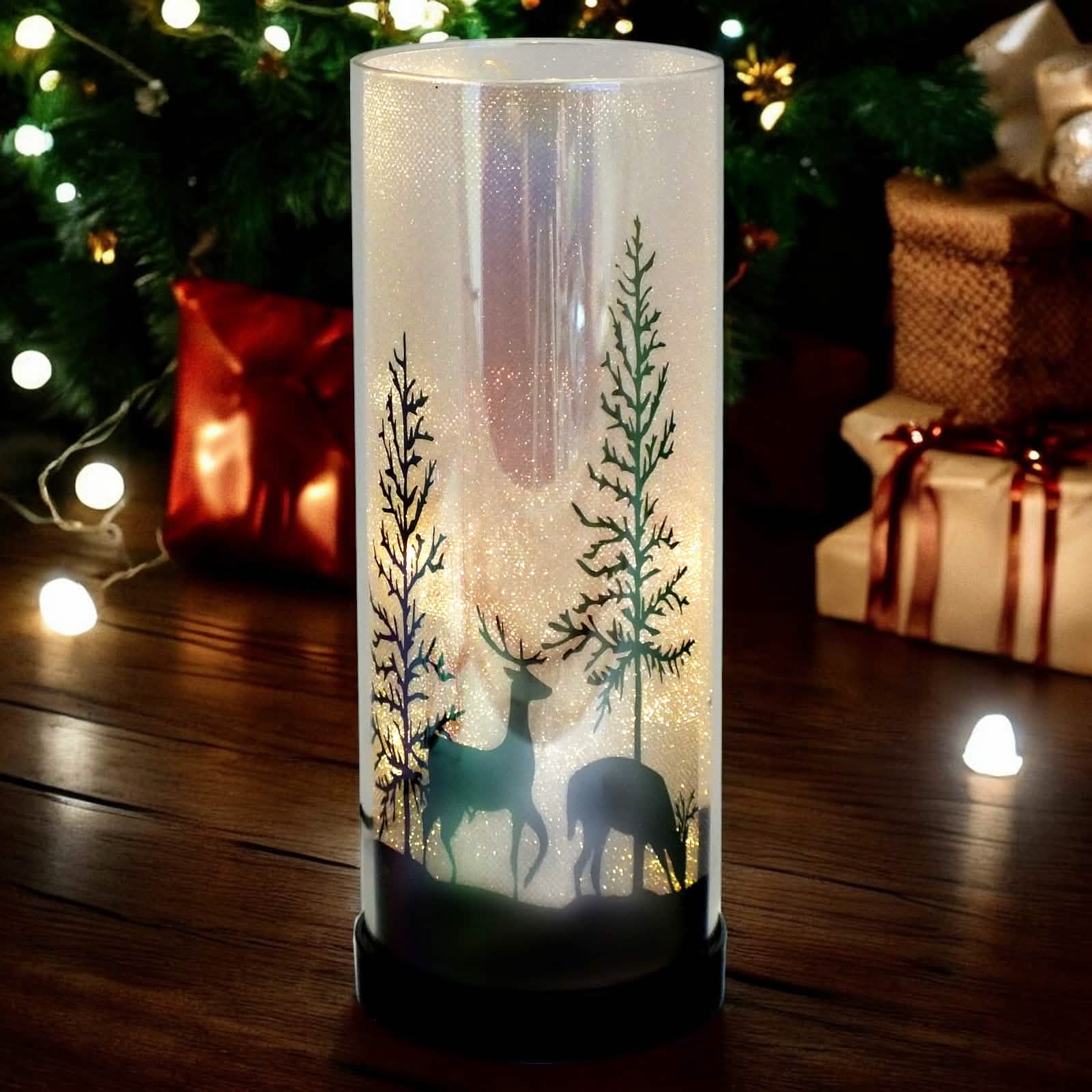 Large Luxa Sparkler Deer Park LED Christmas Lamp Xmas Light | Winter Forest Scene | USB or Battery Operated