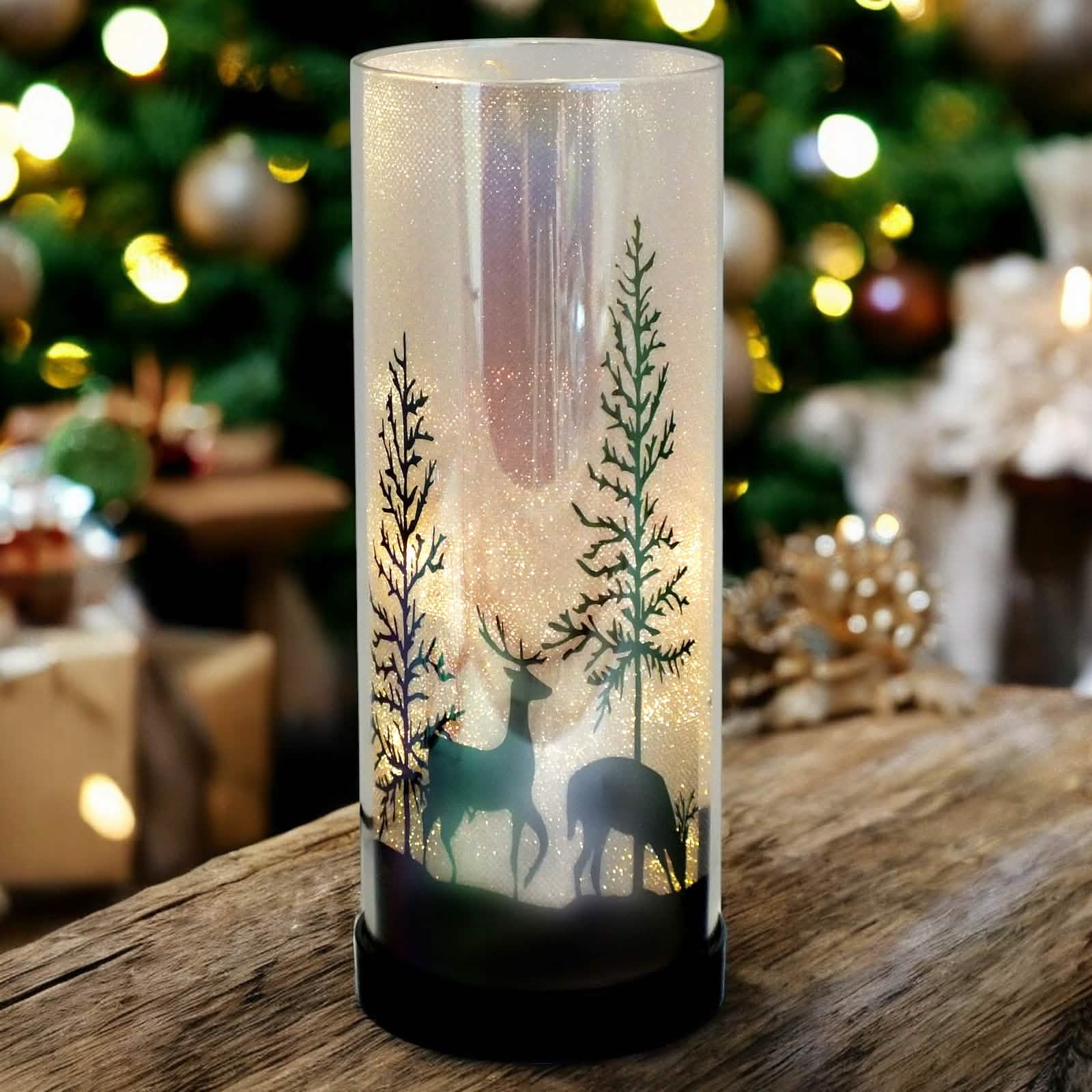 Large Luxa Sparkler Deer Park LED Christmas Lamp Xmas Light | Winter Forest Scene | USB or Battery Operated