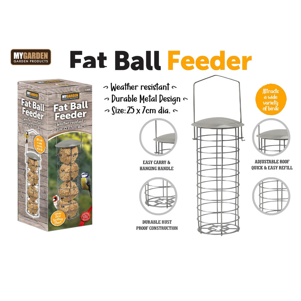 Fat Ball Hanging Bird Feeder Suet Wild Bird Feeding Station Hanging Loop Metal