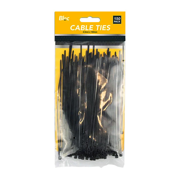 Pack of 150 Cable Ties Self-Locking Plastic Nylon Zip Ties | 2.5mm x 150mm | Black or White