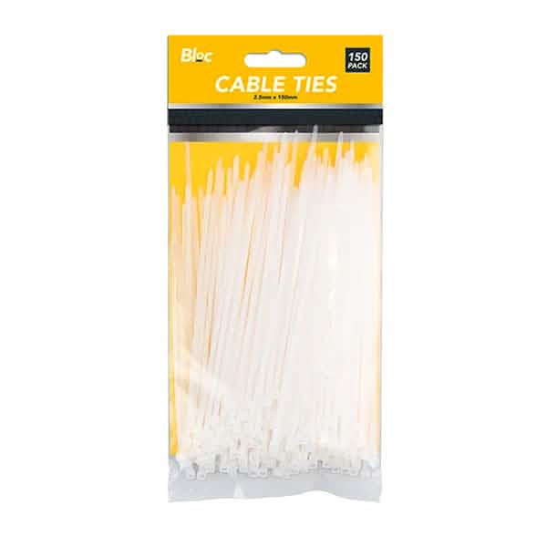 Pack of 150 Cable Ties Self-Locking Plastic Nylon Zip Ties | 2.5mm x 150mm | Black or White