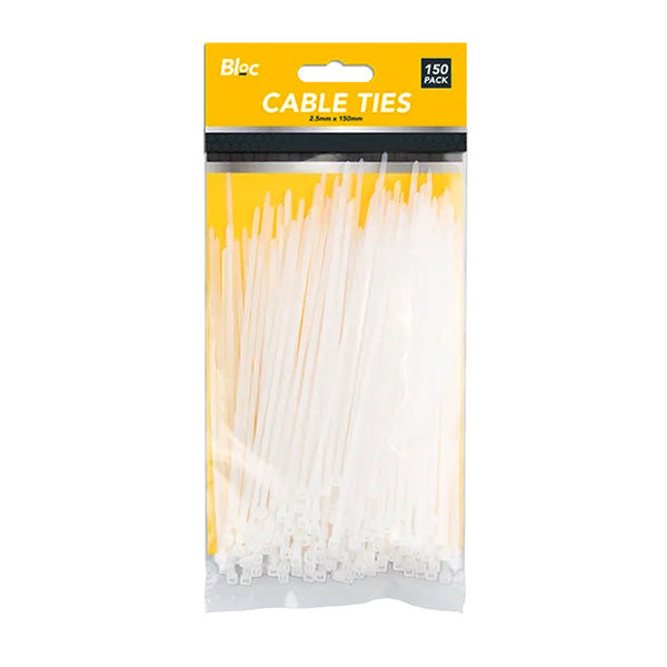 Pack of 150 Cable Ties Self-Locking Plastic Nylon Zip Ties | 2.5mm x 150mm | Black or White