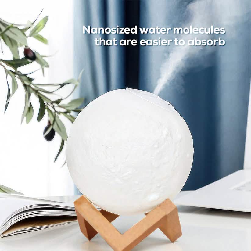 3D LED Moon Humidifier Lamp Essential Scented Oil Aroma Diffuser | USB Powered Night Light