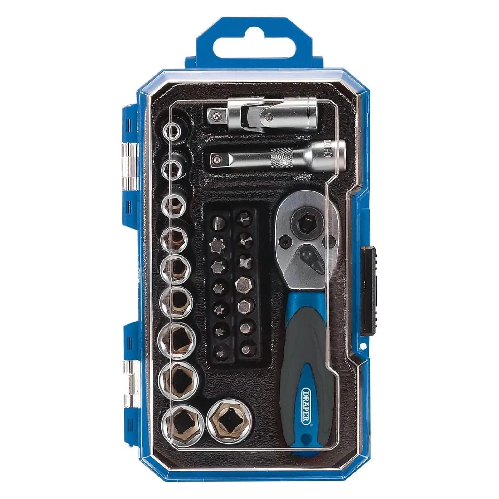 Draper 1/4" Socket Set Draper 04778 1/4" Drive Metric Socket & Bit Set 27pc | 4-13mm CRV Sockets with Case