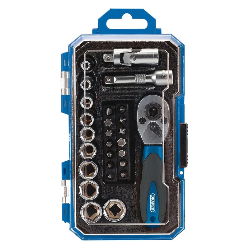 Draper 1/4" Socket Set Draper 04778 1/4" Drive Metric Socket & Bit Set 27pc | 4-13mm CRV Sockets with Case