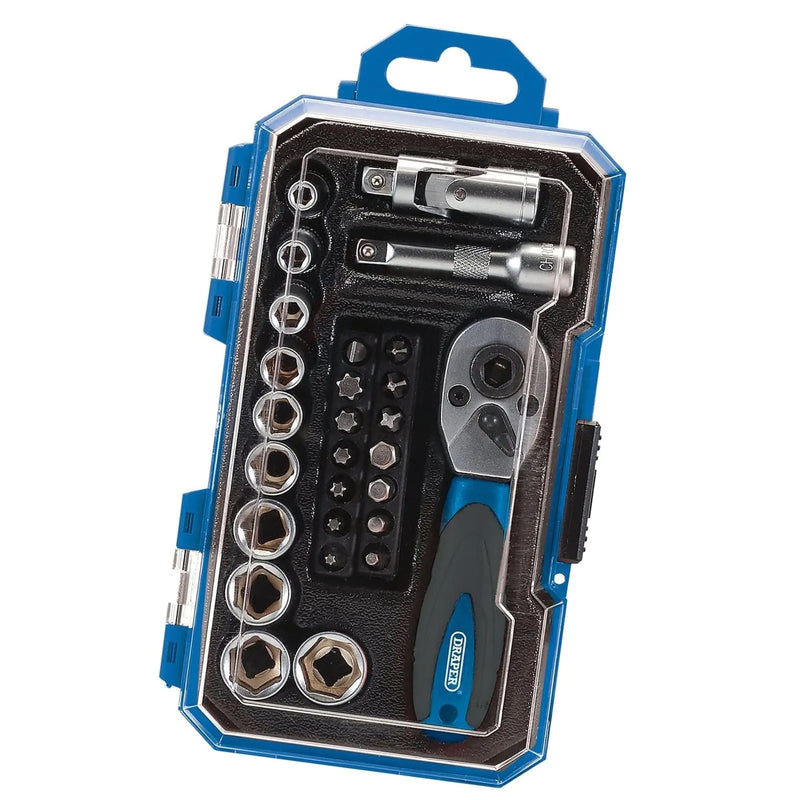 Draper 1/4" Socket Set Draper 04778 1/4" Drive Metric Socket & Bit Set 27pc | 4-13mm CRV Sockets with Case