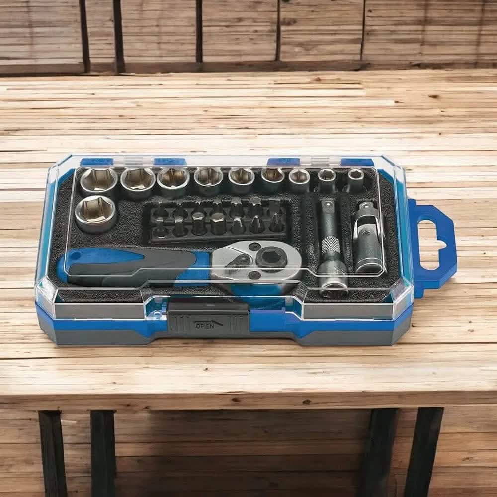 Draper 1/4" Socket Set Draper 04778 1/4" Drive Metric Socket & Bit Set 27pc | 4-13mm CRV Sockets with Case