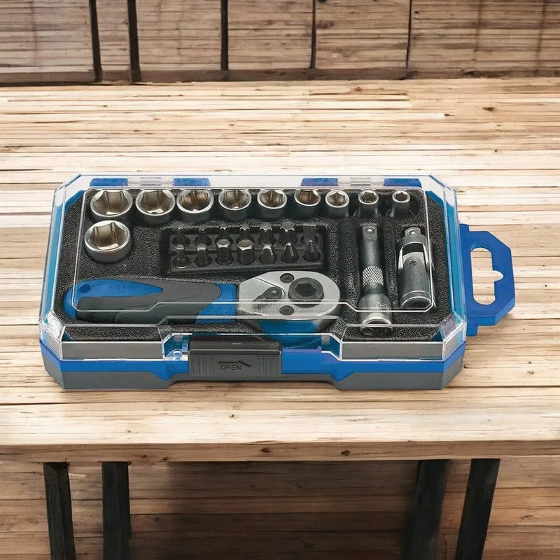 Draper 1/4" Socket Set Draper 04778 1/4" Drive Metric Socket & Bit Set 27pc | 4-13mm CRV Sockets with Case