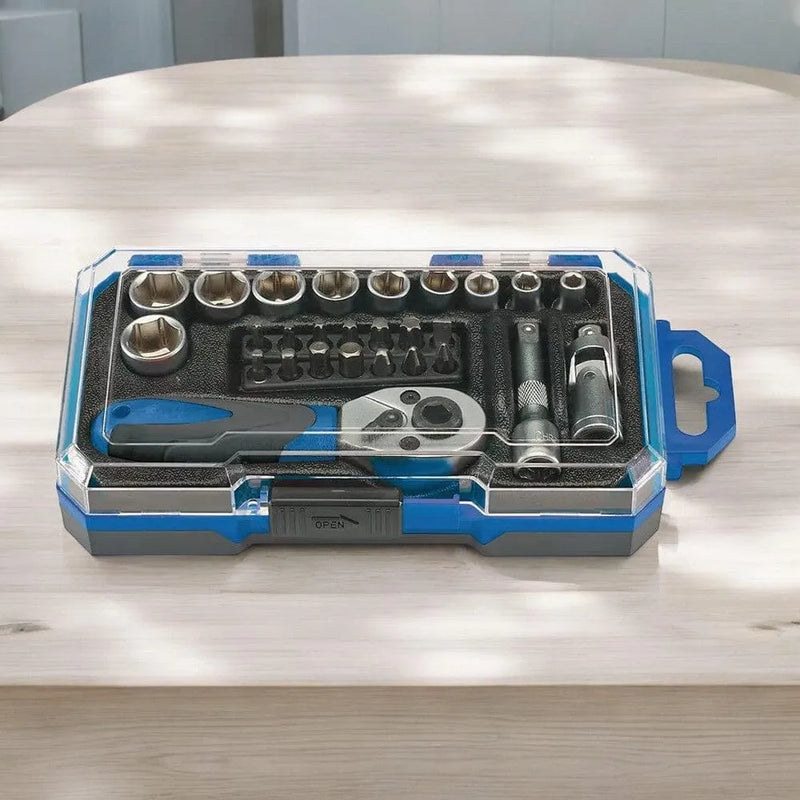 Draper 1/4" Socket Set Draper 04778 1/4" Drive Metric Socket & Bit Set 27pc | 4-13mm CRV Sockets with Case