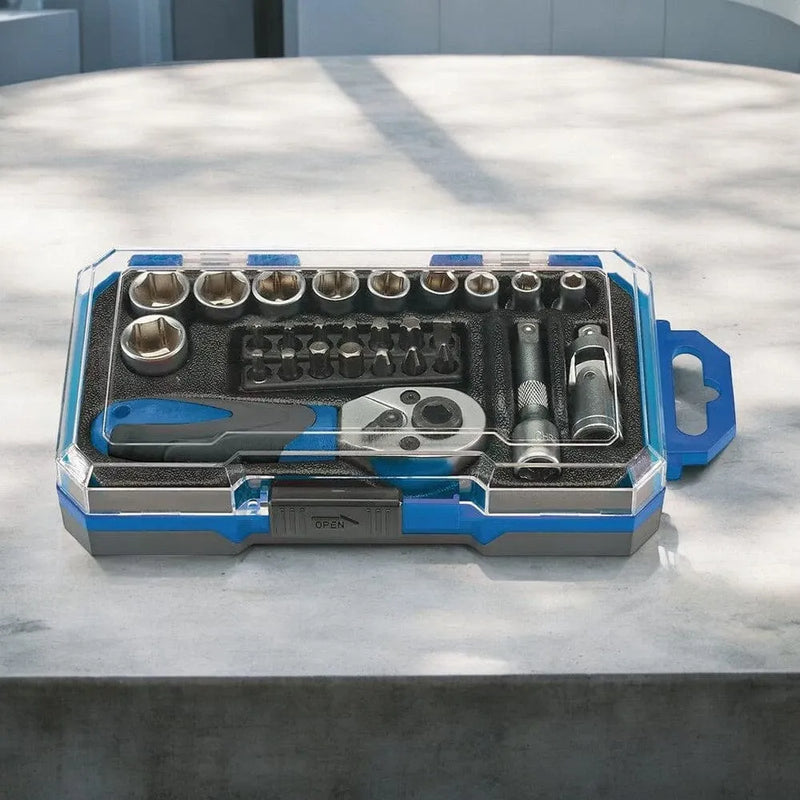 Draper 1/4" Socket Set Draper 04778 1/4" Drive Metric Socket & Bit Set 27pc | 4-13mm CRV Sockets with Case