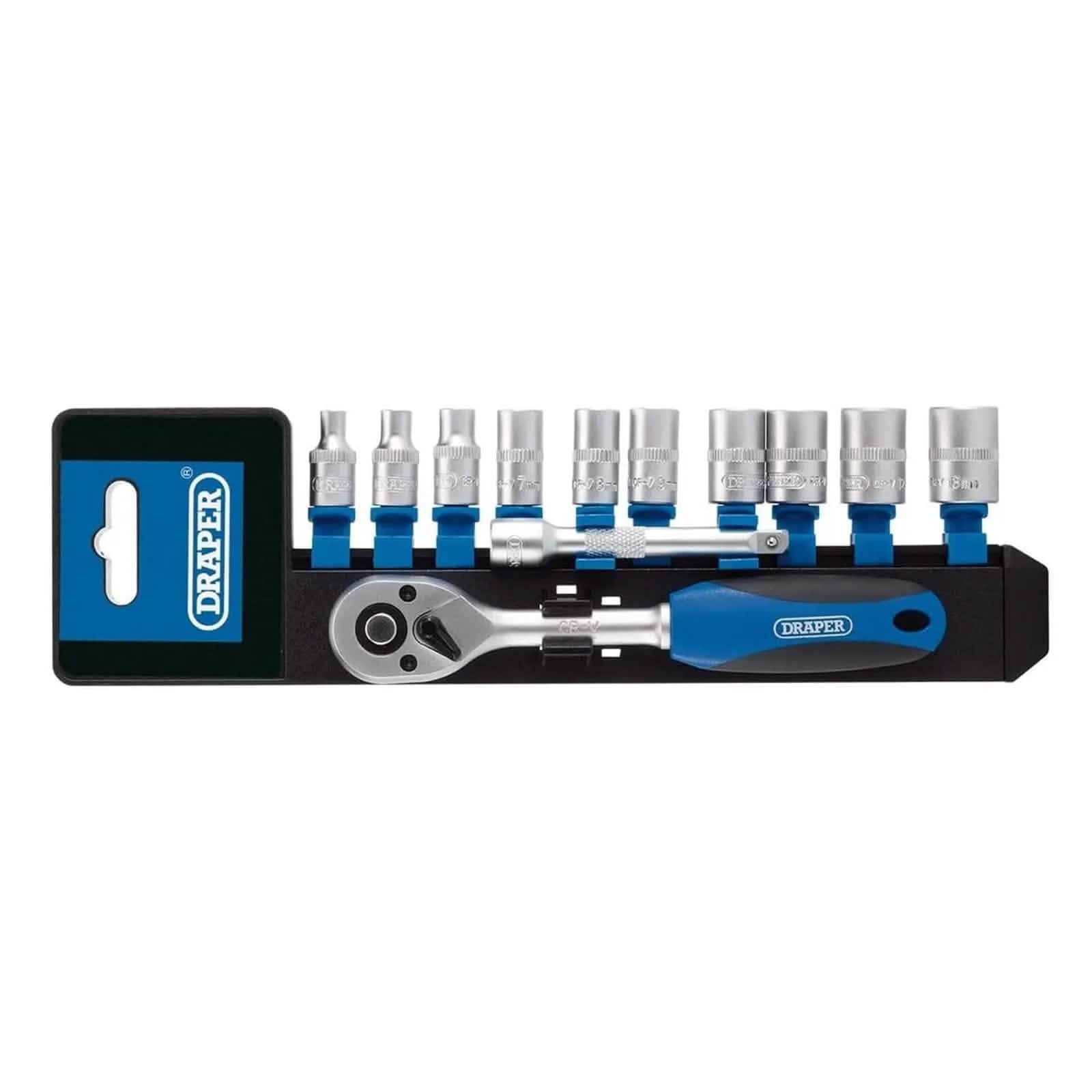 Draper 1/4" Socket Set Draper 16369 Metric Socket and Ratchet Set | 1/4" Sq. Dr. | 12 Piece