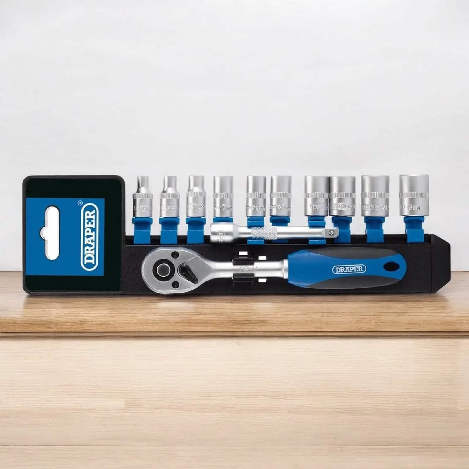 Draper 1/4" Socket Set Draper 16369 Metric Socket and Ratchet Set | 1/4" Sq. Dr. | 12 Piece