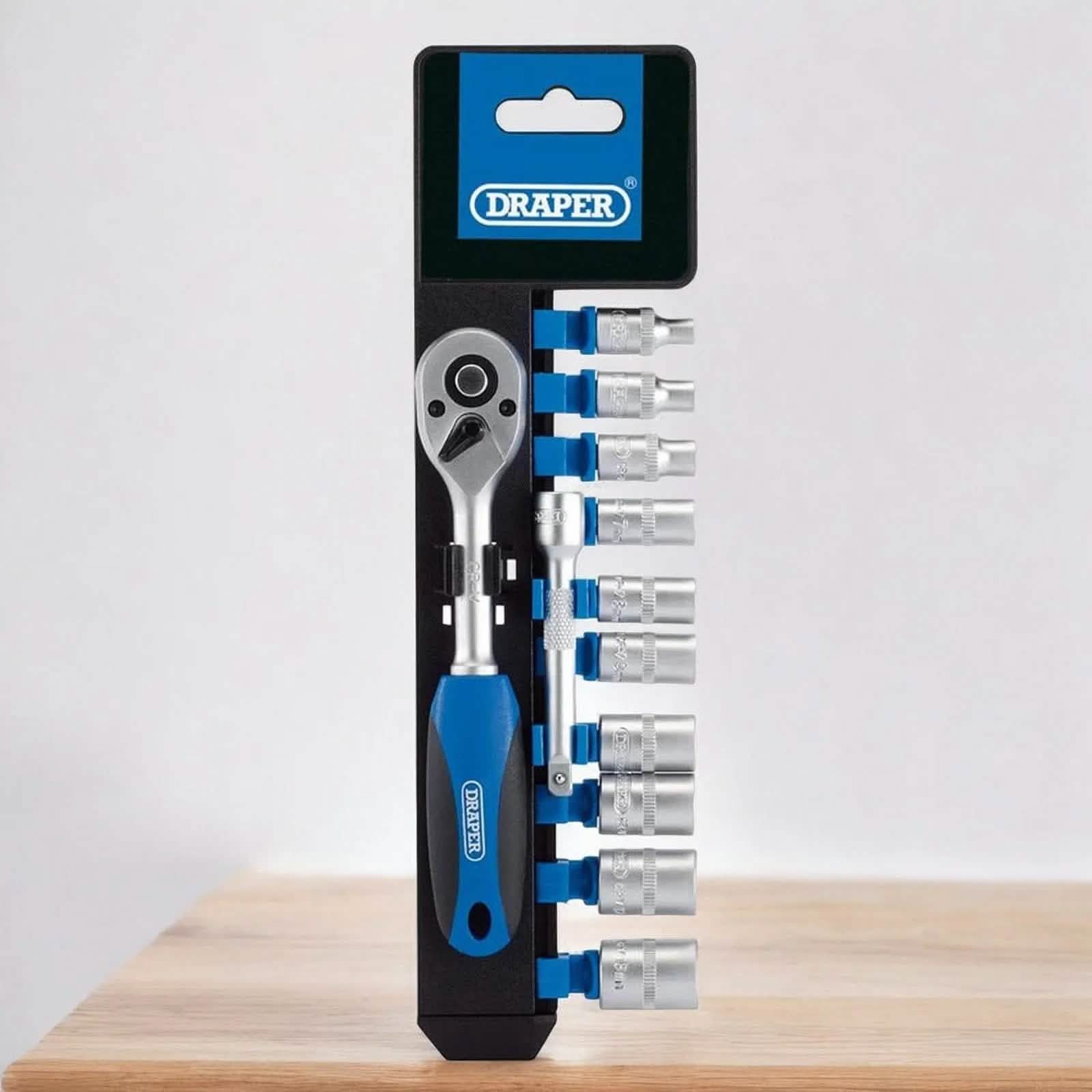 Draper 1/4" Socket Set Draper 16369 Metric Socket and Ratchet Set | 1/4" Sq. Dr. | 12 Piece