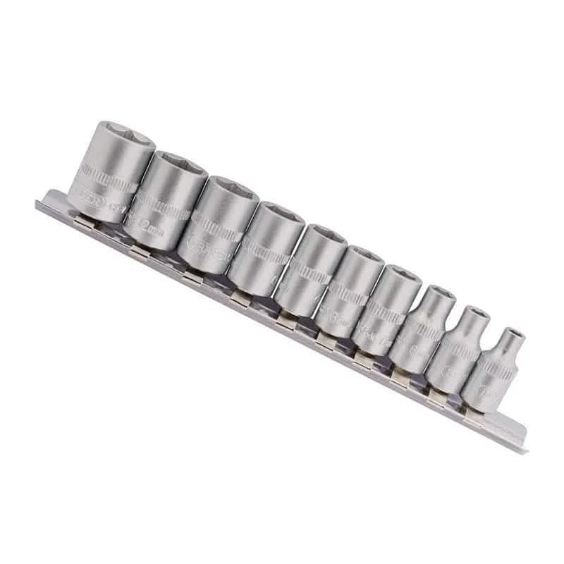 Draper Draper 10Pc 1/4" Sq. Dr. Metric Crv Socket Set With Storage Rail 4-13Mm 16398111