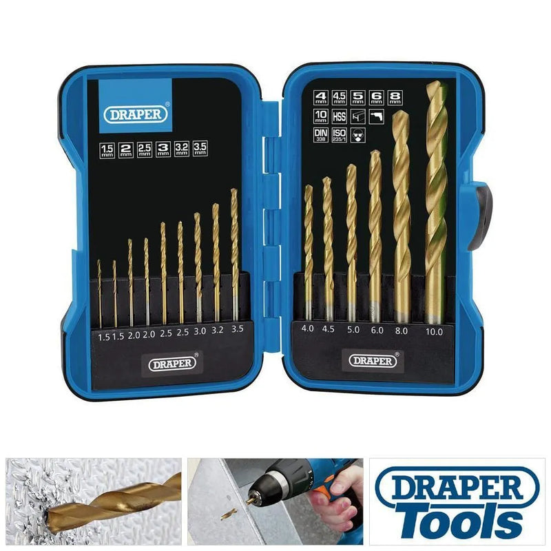 Draper Draper 15Pc Titanium Nitride Coated Metric Hss Drill Bit Set 1.5-10Mm C/W Case