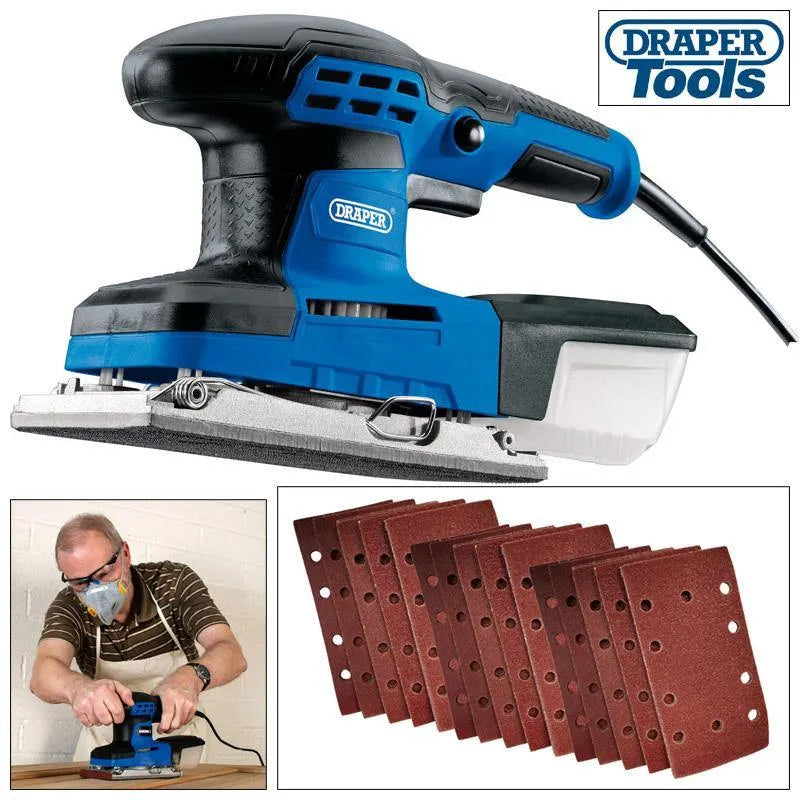 Draper Draper 260W 1/3 Sheet Sander Dust Collection Box & 23 Hook & Loop Sanding Sheets