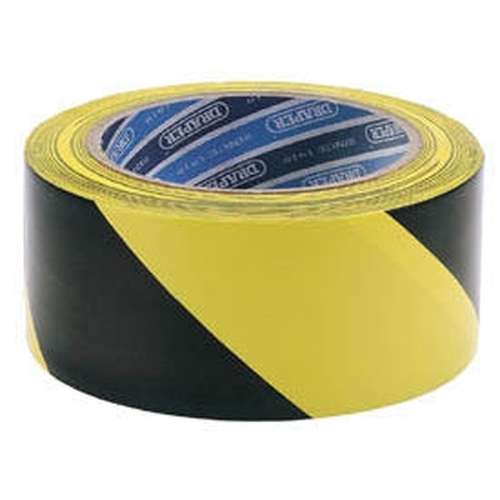 Draper Draper Adhesive Hazard Tape Roll, 33M X 50Mm, Black And Yellow Dr-63382