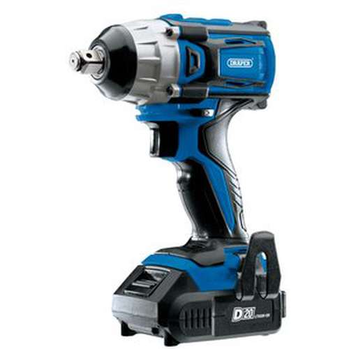 Draper Draper D20 20V Brushless Mid-Torque Impact Wrench, 1/2", 2 X 2.0Ah Batteries And Charger, 250Nm Dr-55343