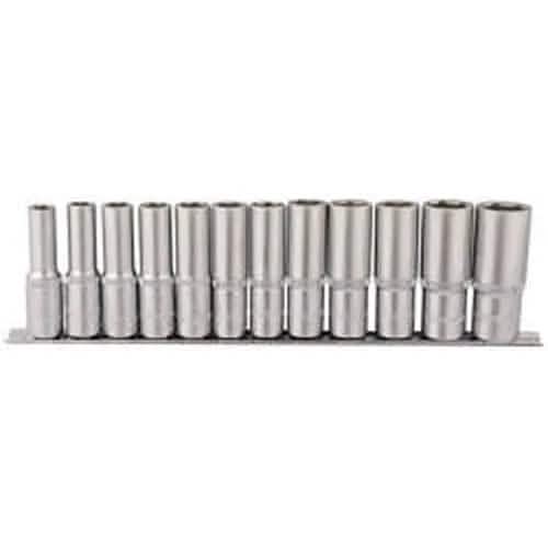 Draper Draper Deep Socket Set On Metal Rail, 1/2" Sq. Dr. (12 Piece) Dr-16403
