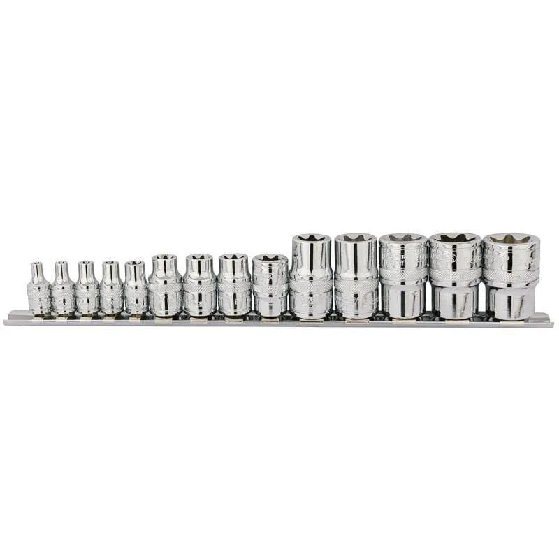 Draper Draper Expert 14Pc 1/4 3/8  1/2 Dr  Tx-Star Torx Crv Socket Set + Rail Draper 34415