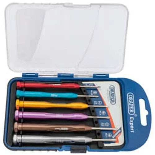 Draper Draper Expert Precision Screwdriver Set, 3 X Plain Slot, 3 X Cross Slot (6 Piece) Dr-03266