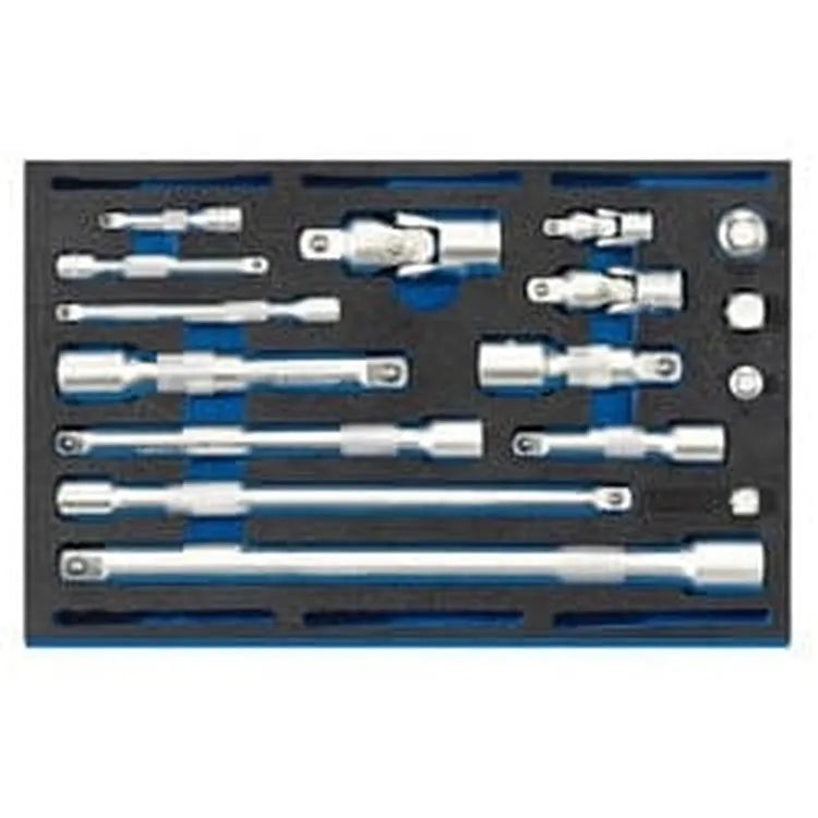 Draper Draper Extension Bar, Universal Joints And Socket Convertor Set 1/4 Drawer Eva Insert Tray (16 Piece) Dr-63530