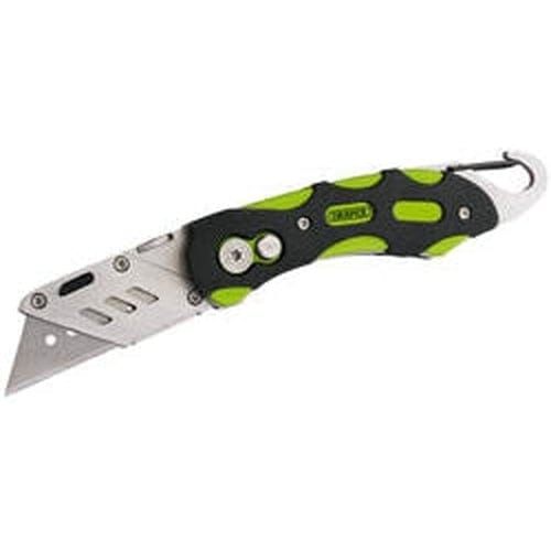 Draper Draper Folding Trimming Knife With Belt Clip | Green/Orange | 24424