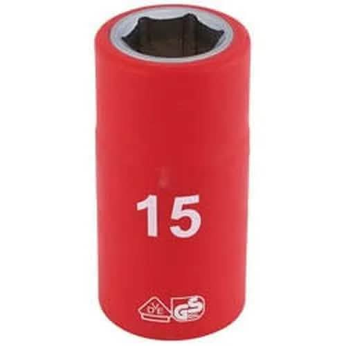 Draper Draper Fully Insulated Vde Socket, 1/2" Sq. Dr., 15Mm Dr-31835