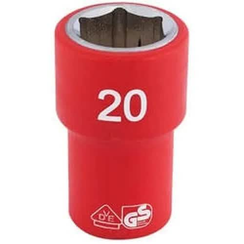Draper Draper Fully Insulated Vde Socket, 1/2" Sq. Dr., 20Mm Dr-31882