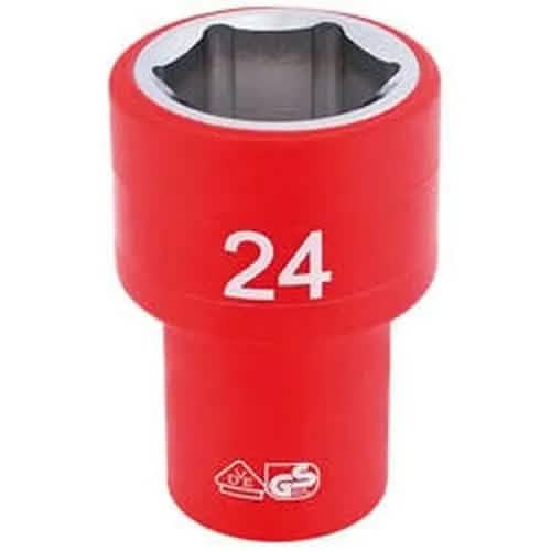 Draper Draper Fully Insulated Vde Socket, 1/2" Sq. Dr., 24Mm Dr-31954