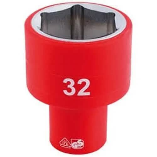 Draper Draper Fully Insulated Vde Socket, 1/2" Sq. Dr., 32Mm Dr-32017