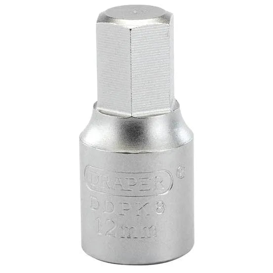 Draper Draper Hexagon Drain Plug Key, 3/8 Sq. Dr., 12Mm Dr-38326