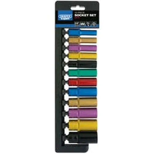 Draper Draper Metric Coloured Deep Socket Set, 3/8" Sq. Dr. (12 Piece) Dr-50197