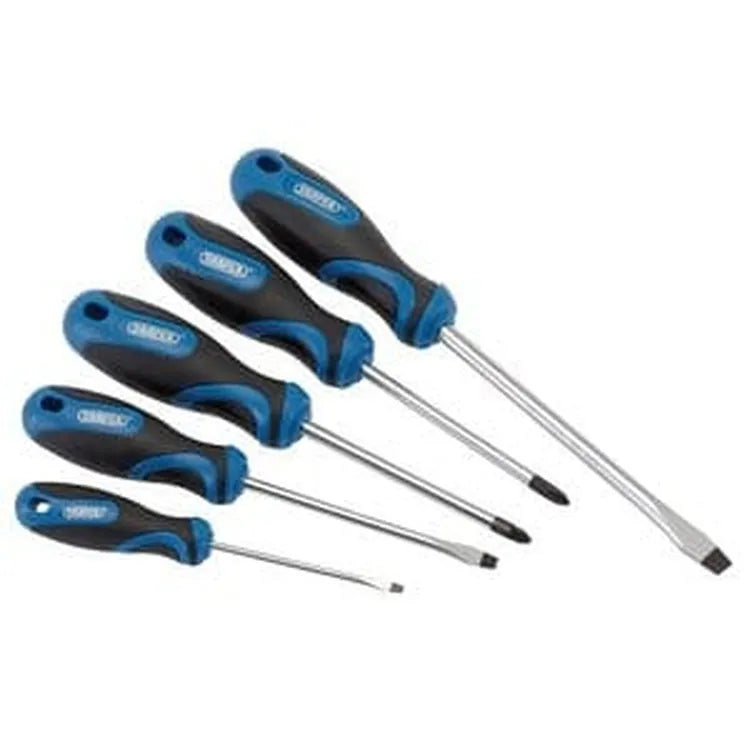 Draper Draper Soft Grip Screwdriver Set, 3 X Plain Slot, 1 X Cross Slot, 1 X Pz Type (5 Piece) Dr-32610