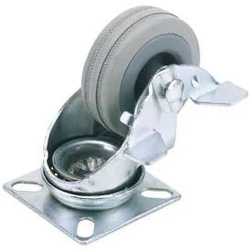 Draper Draper Swivel Plate Fixing Rubber Castor With Brake, 100Mm Diameter, S.W.L. 80Kg Dr-65479