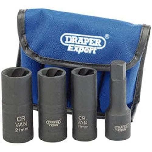 Draper Draper Wheel Nut Double Impact Socket Kit, 1/2" Sq. Dr. (4 Piece) Dr-09539