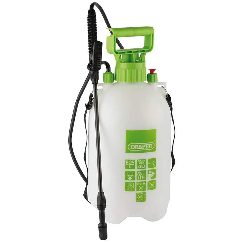 Draper Garden Pressure Sprayer Garden Pressure Sprayer 6.25 Litre Knapsack Weedkiller Chemical Pesticide Draper