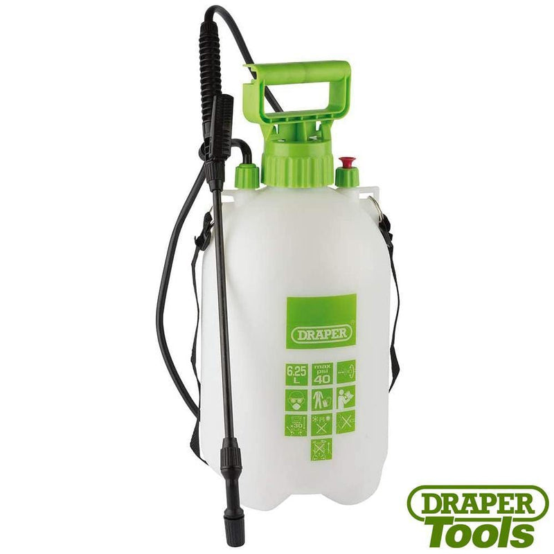 Draper Garden Pressure Sprayer Garden Pressure Sprayer 6.25 Litre Knapsack Weedkiller Chemical Pesticide Draper