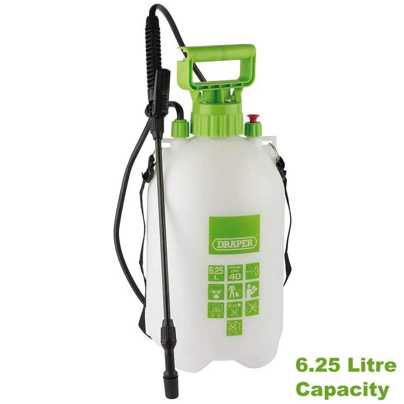 Draper Garden Pressure Sprayer Garden Pressure Sprayer 6.25 Litre Knapsack Weedkiller Chemical Pesticide Draper