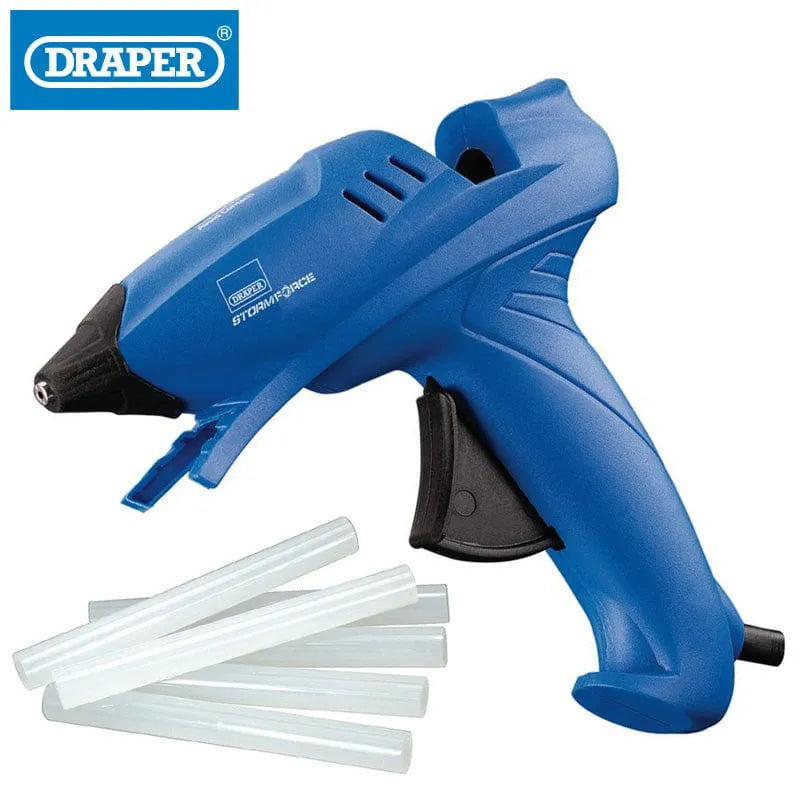 Draper Glue Guns DRAPER 83660 230V 100W Electric Hot Melt Trigger Glue Gun plus 6 Adhesive Sticks