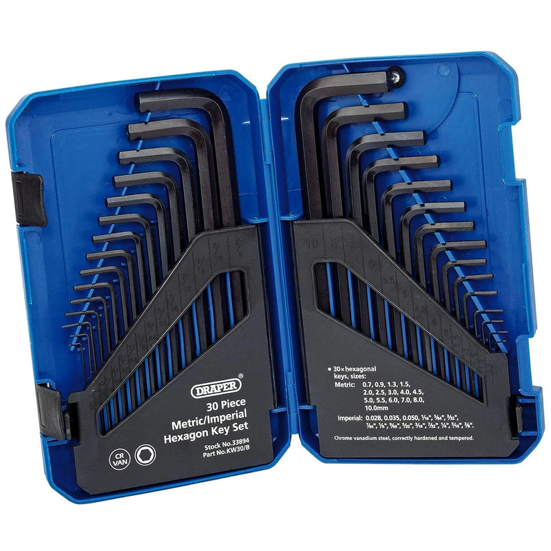 Draper Hex Key Set Draper 33894 Metric/Imperial Combined Long Pattern Hexagon Key Set (30 Piece) Dr-33894