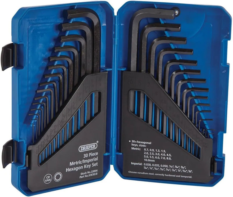 Draper Hex Key Set Draper 33894 Metric/Imperial Combined Long Pattern Hexagon Key Set (30 Piece) Dr-33894