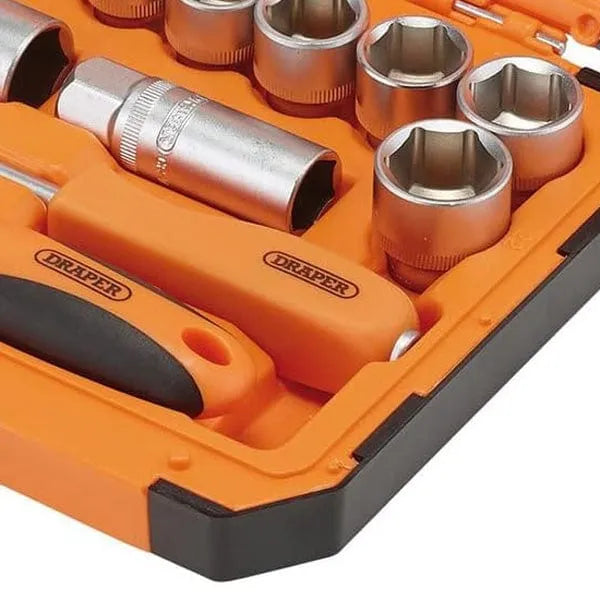 Draper Socket Set Draper 22110 34 Piece Socket & Bit Set 1/4" & 3/8" Drive 6 Point Chrome Vanadium HI-TORQ® Sockets