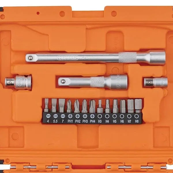 Draper Socket Set Draper 22110 34 Piece Socket & Bit Set 1/4" & 3/8" Drive 6 Point Chrome Vanadium HI-TORQ® Sockets