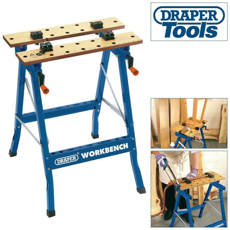 Draper Work Benches DRAPER 600mm PORTABLE FOLD DOWN WORKBENCH WITH CLAMPING VICE WORKMATE WORK BENCH