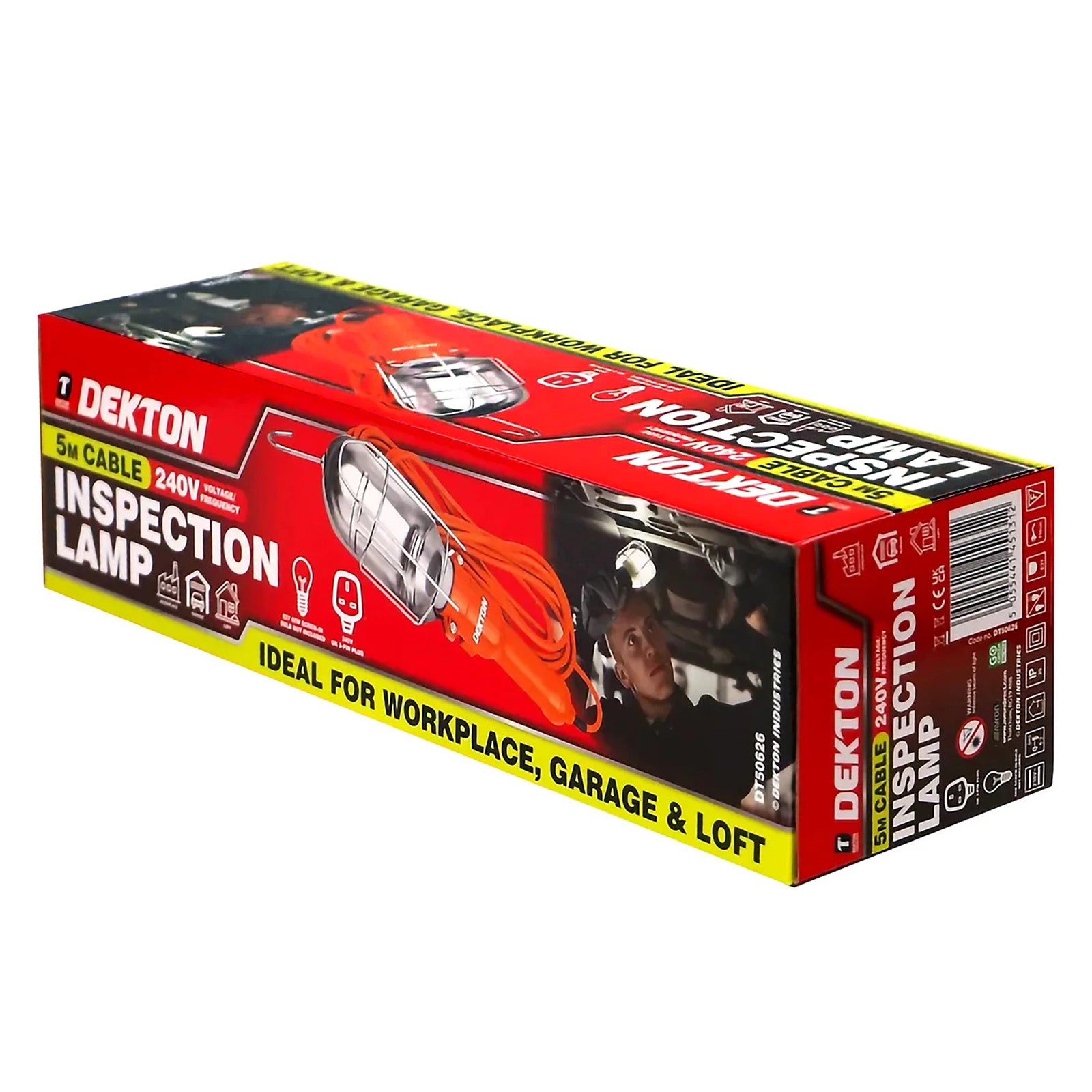 60W Inspection Lamp Garage Worklight Loft Work Light Torch c/w Hook & 5m Cable