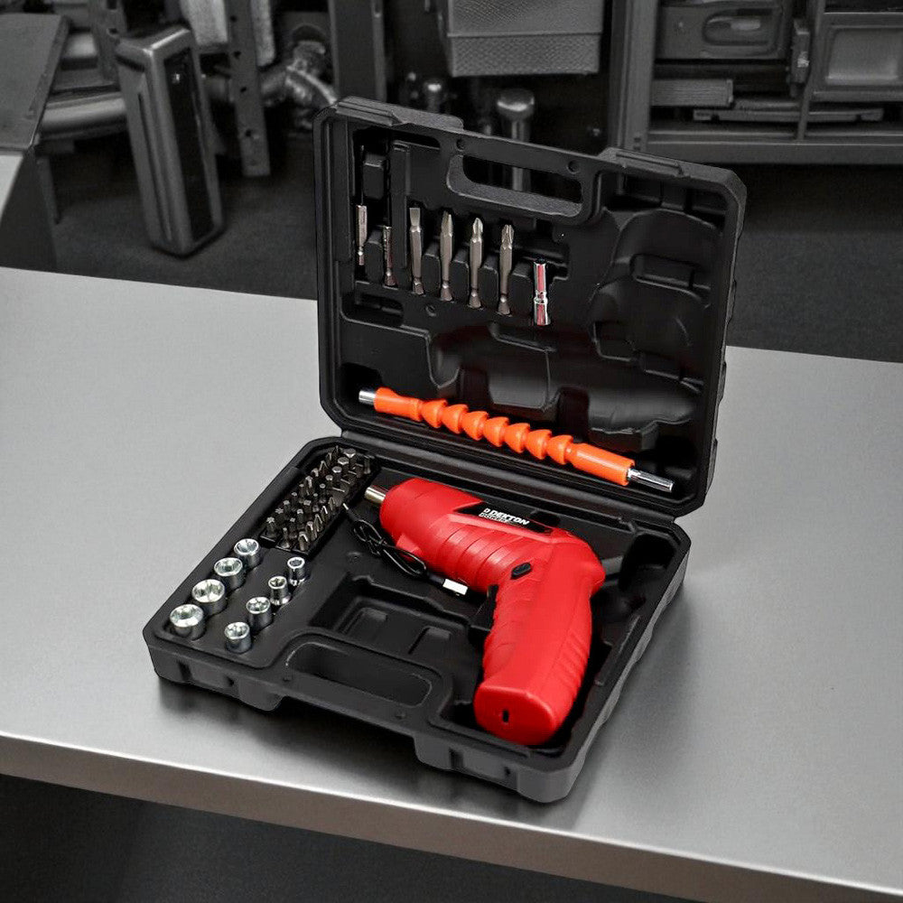 3.6V Cordless Electric Screwdriver USB Rechargeable + 48pc Bits Sockets & Case