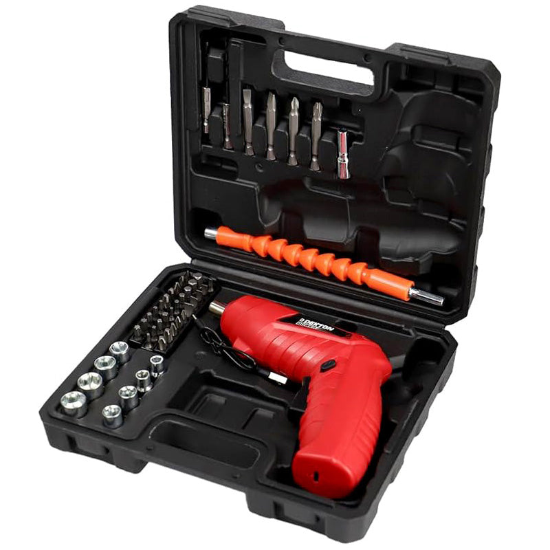 3.6V Cordless Electric Screwdriver USB Rechargeable + 48pc Bits Sockets & Case